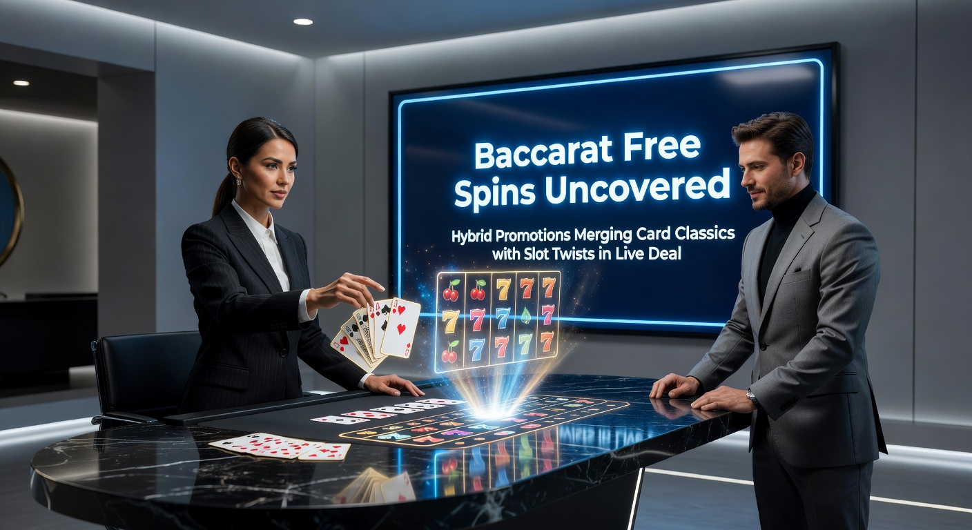Screenshot einer hybriden Baccarat-Free-Spins-Promo in einer Live-Lobby mit Dealer und Slot-Integration