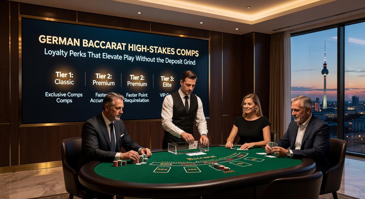 VIP-Loyalty-Karte mit Baccarat-Chips und Cashback-Symbolen auf einem High-Stakes Tisch in einem modernen Studio