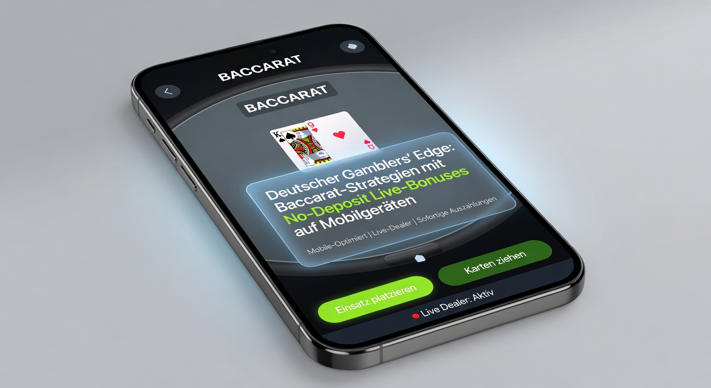 Grafik mit Baccarat-Karten, Strategie-Diagrammen und Mobile-Bonus-Icons, die die Kombination visualisiert
