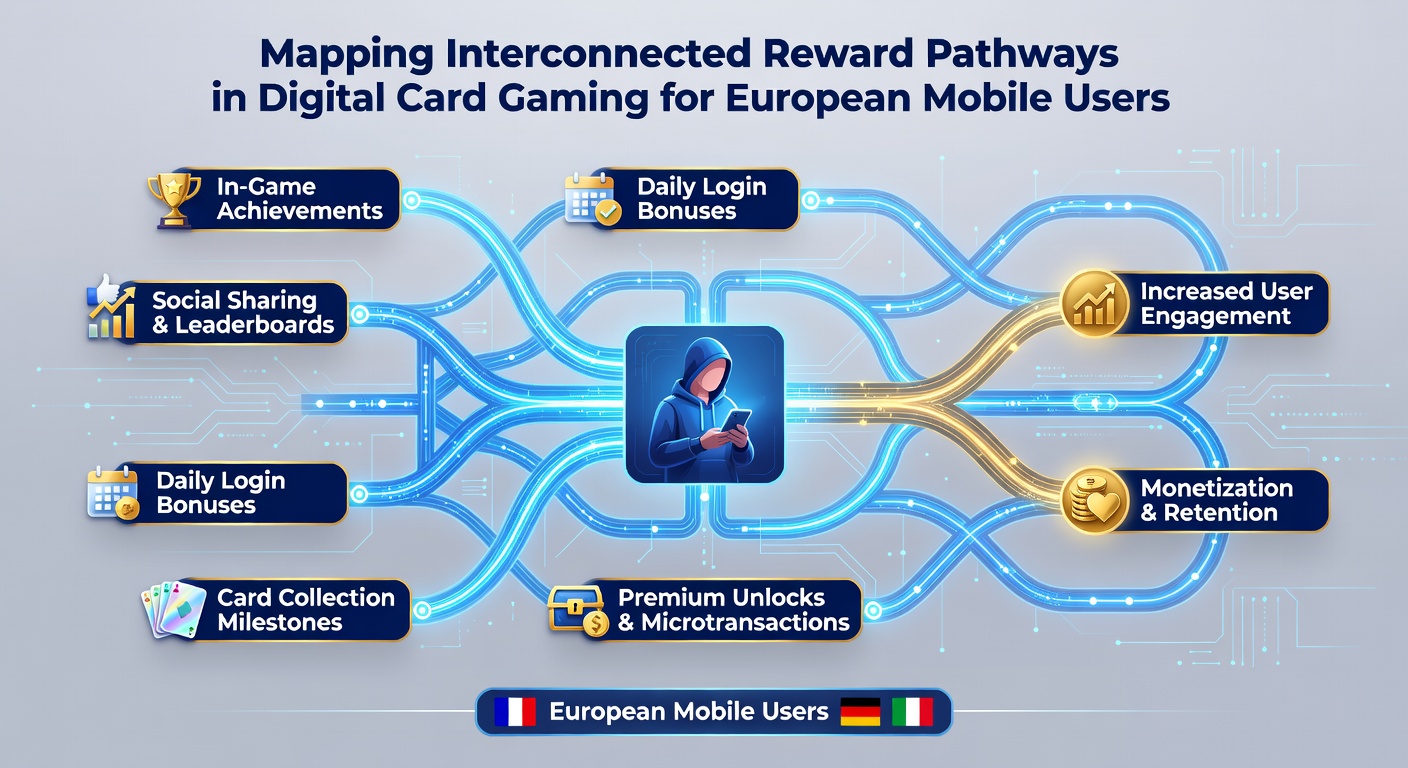 Darstellung von Belohnungsverknüpfungen zwischen mobilen Kartenspiel-Apps in Europa