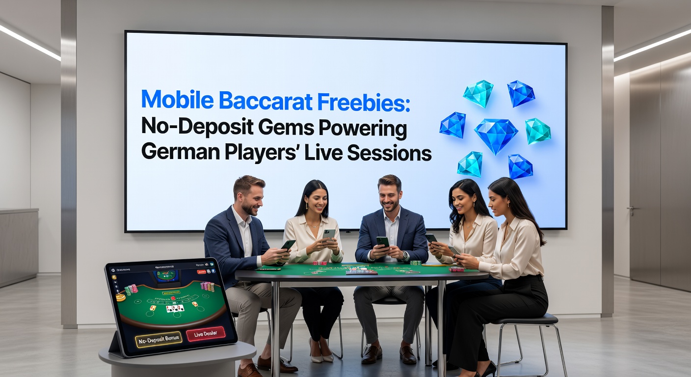 Deutscher Spieler mit Tablet am Live-Baccarat-Tisch, No-Deposit-Bonus aktiviert und Dealer im Stream