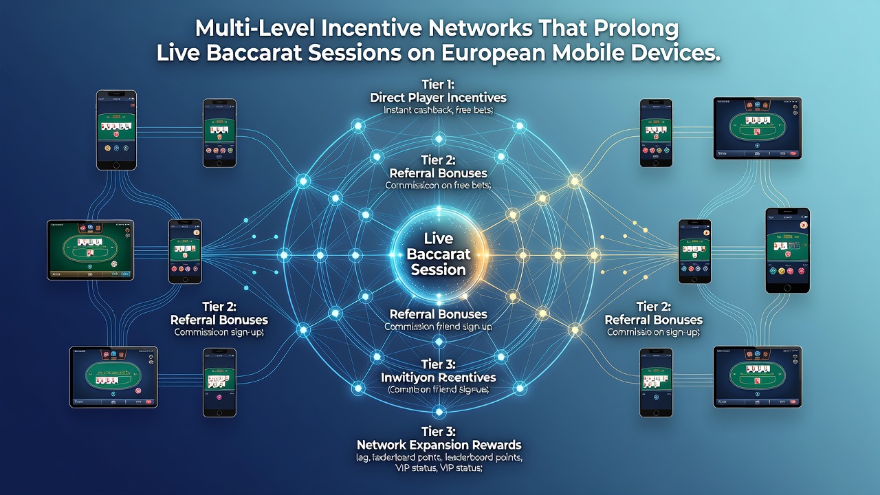 Netzwerkdiagramm von Anreizketten in mobilen Baccarat-Apps mit Fokus auf europäische Nutzer