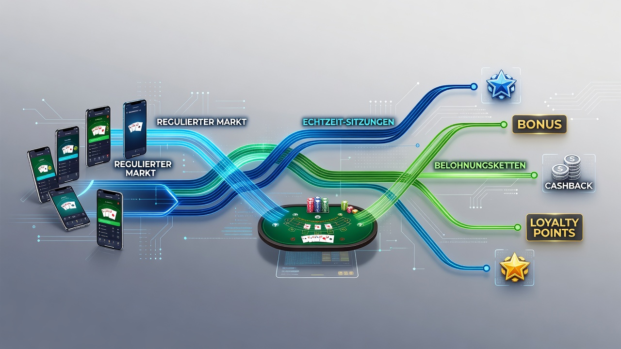Grafik zeigt vernetzte Belohnungspfade in Live-Baccarat-Apps für mobile Nutzer