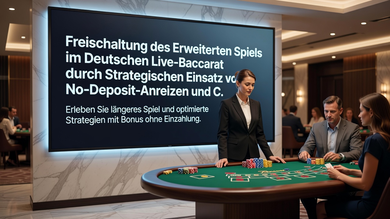 Spieler nutzt No-Deposit-Code am mobilen Gerät für Live-Baccarat in reguliertem deutschen Casino